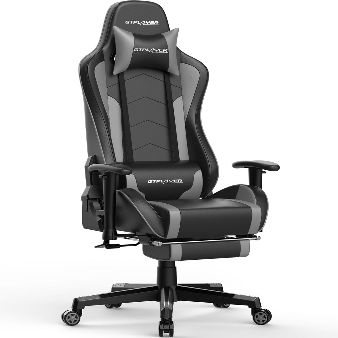 GTPLAYER Gaming Stuhl Gamer Stuhl mit Fussstütze Bluetooth Lautsprecher Ergonomischer Bürostuhl Comp
