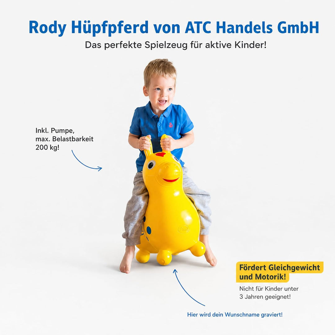 Rody Hüpfpferd + inkl. Pumpe von ATC, Sprungpferd Cavallo Ledraplastic Gymnic (rot), Rot