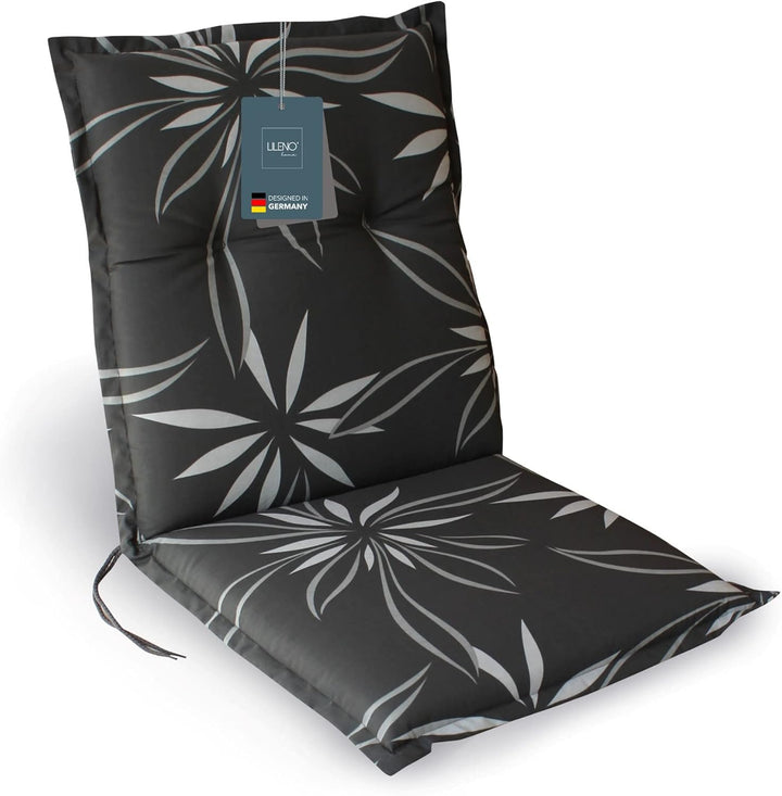 LILENO HOME Gartenstuhl Auflagen als [1er Set - Niedriglehner] in Blume Anthrazit-Weiss - bequeme Li