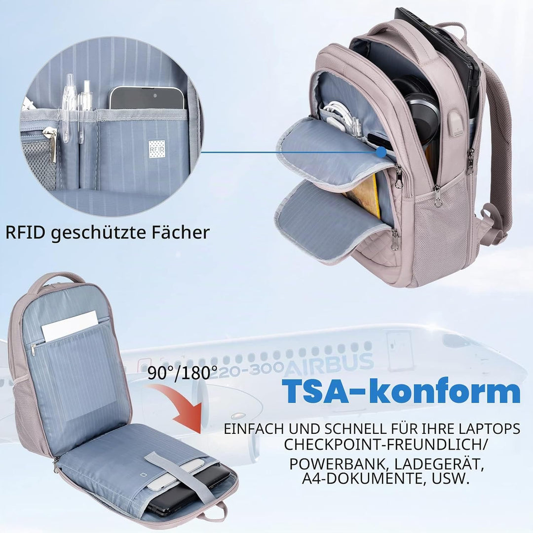 KROSER Laptop Rucksack 17,3'' Business Rucksack Schulrucksack Grosser Wasserdicht Taschen Reise Back