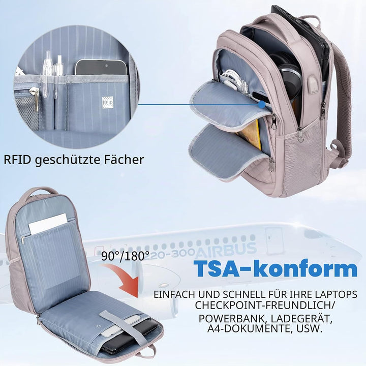 KROSER Laptop Rucksack 17,3'' Business Rucksack Schulrucksack Grosser Wasserdicht Taschen Reise Back