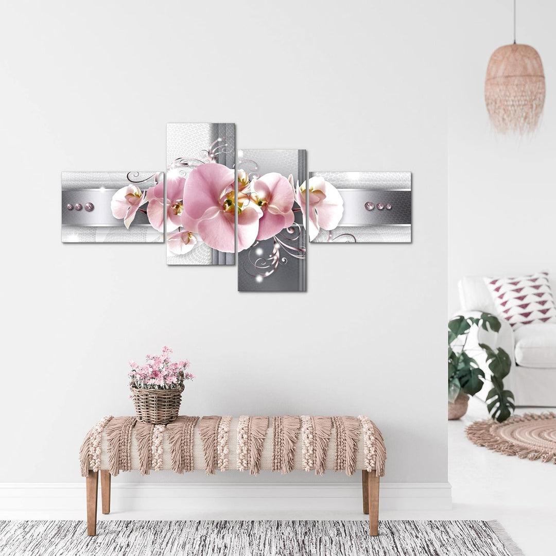 Runa Art Bild XXL 4 Teilig Blumen Orchidee 200 x 100 cm Kunstdruck auf Vlies Leinwand Wanddeko Wohnz