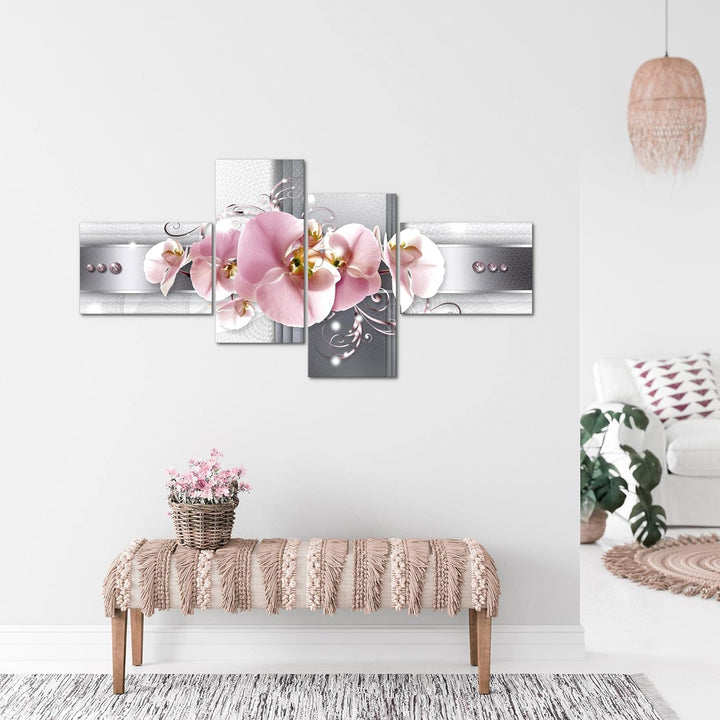Runa Art Bild XXL 4 Teilig Blumen Orchidee 200 x 100 cm Kunstdruck auf Vlies Leinwand Wanddeko Wohnz