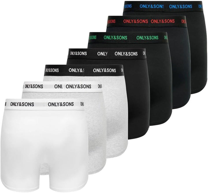 ONLY & SONS Herren Boxershorts ONSFITZ SOLID Black Trunk 7er Pack XS - XXL XS Black/Detail:4 Black 1