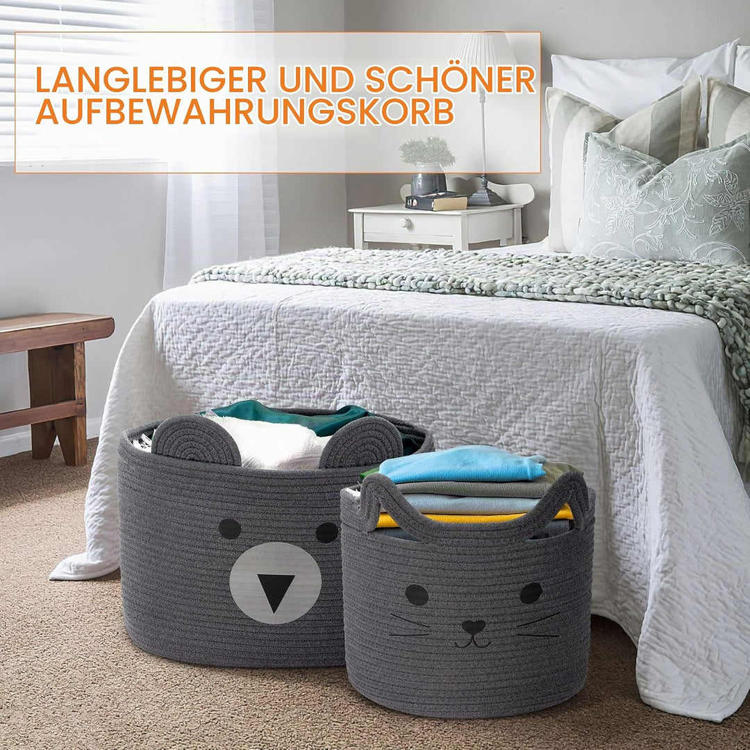 Aufbewahrungskorb Kinder aus Baumwolle für Spielzeug und Wäsche, Wäschekorb und Spielzeugkorb in ein
