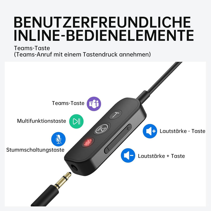 EKSA H8 PC Headset mit Mikrofon, Stereo USB Headset mit Kabel, Headset mit Geräuschunterdrückung, US