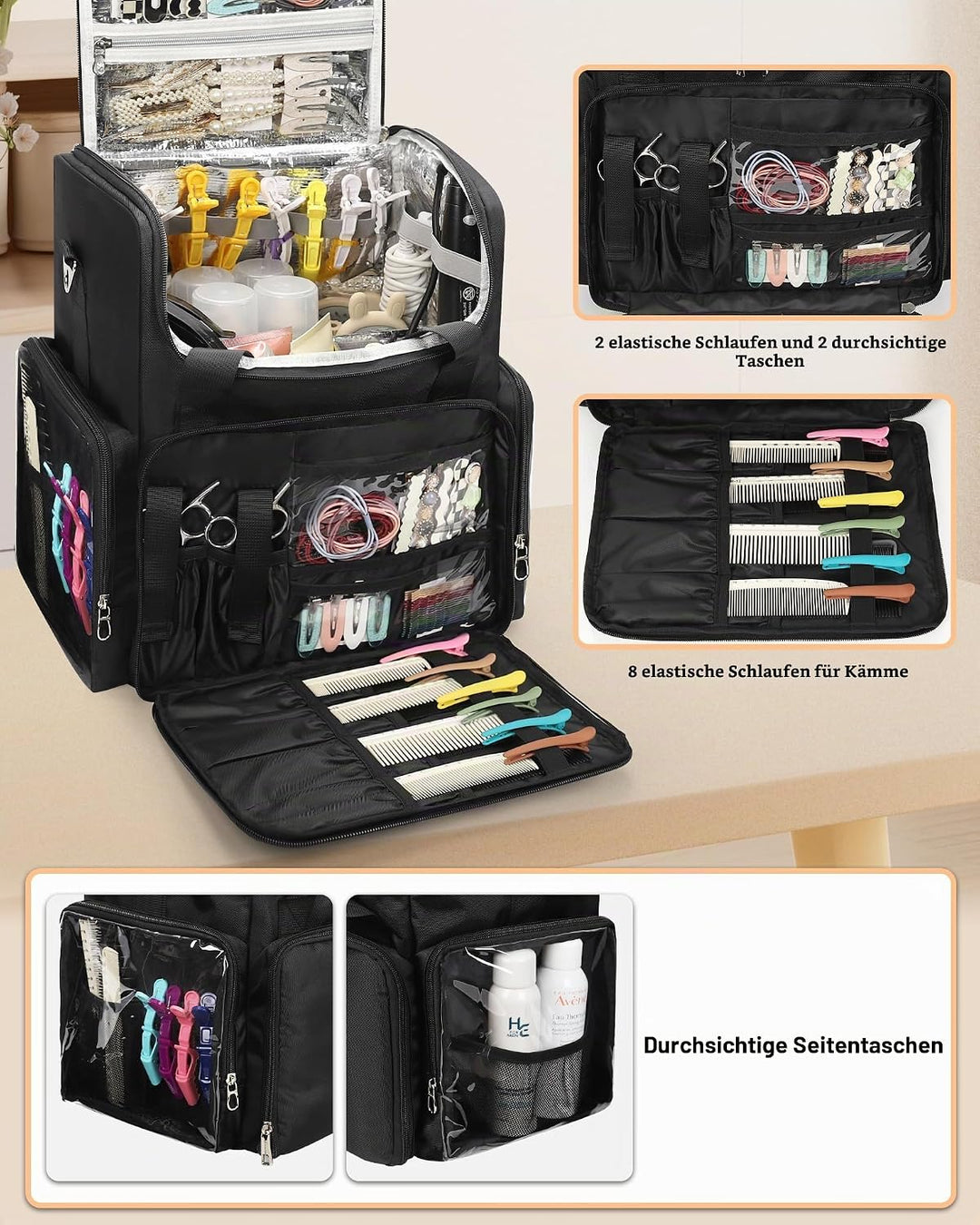 Relavel Friseur-Reisetasche Profi Friseurkoffer Friseurwerkzeugtasche Aufbewahrungsorganizer für Fri