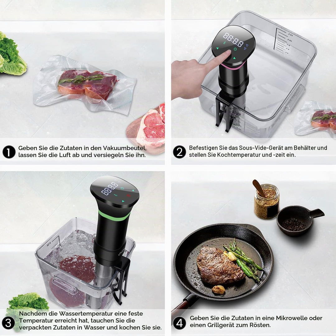 Sous Vide Garer Sous Vide Stick aus Edelstahl, Slow Cooker mit LED Touch-Display, 1000W Sous-vide Ga
