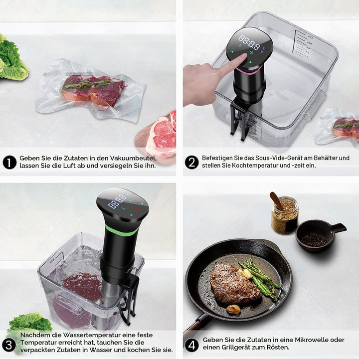 Sous Vide Garer Sous Vide Stick aus Edelstahl, Slow Cooker mit LED Touch-Display, 1000W Sous-vide Ga