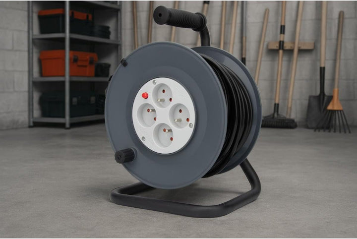 Enrouleur HO5VV-F 4 prises 3G1,5 25m + coupe-circuit Einzigartig, Einzigartig