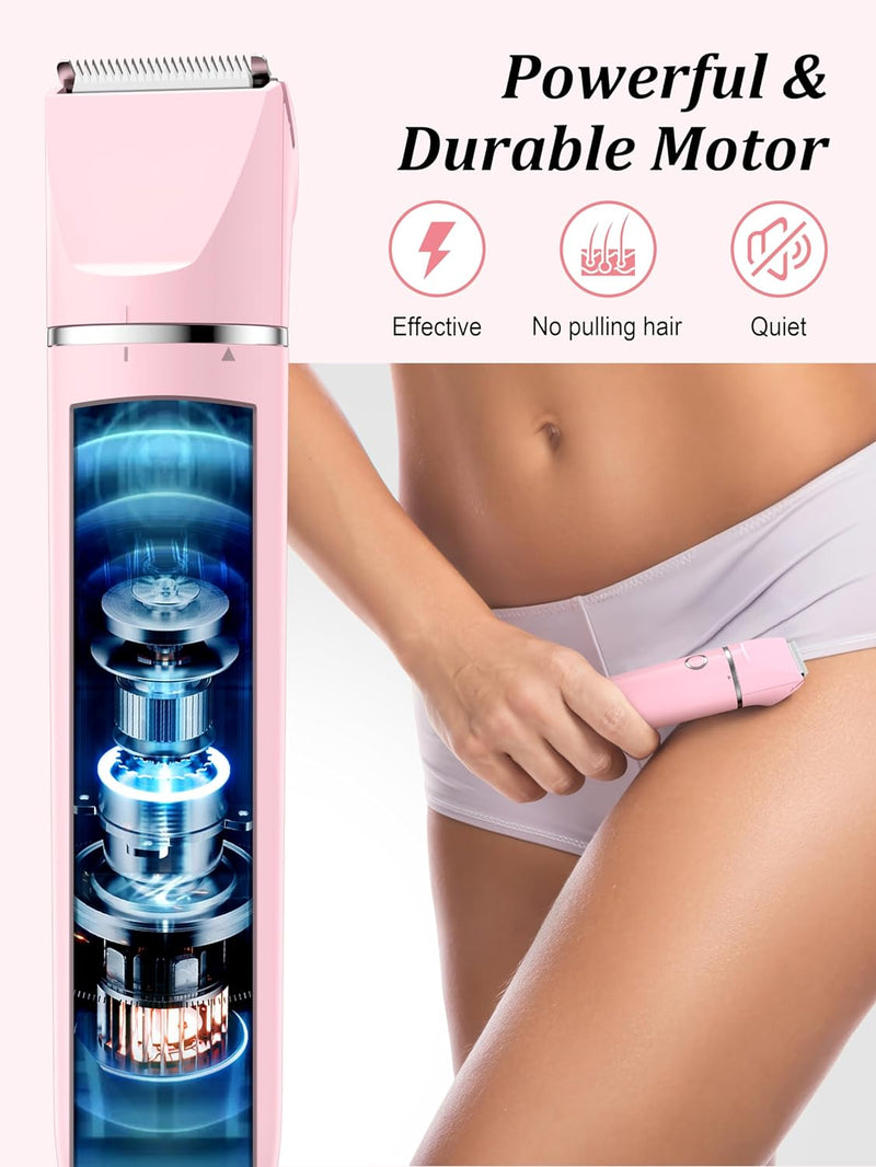 Cayzor Intimrasierer für Frauen - 2 in 1 Nass/Trocken Wasserdicht Rasierer Damen Intimbereich Kabell