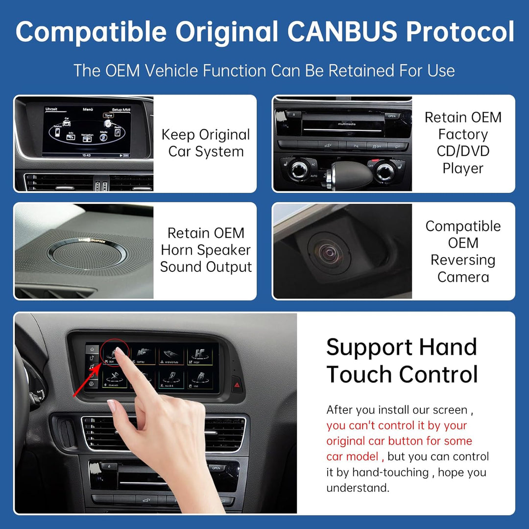 Road Top 8,9 Zoll Autoradio Drahtlos CarPlay Touchscreen für Audi Q5 2009-2017 Jahr mit 3GMMI, Autor