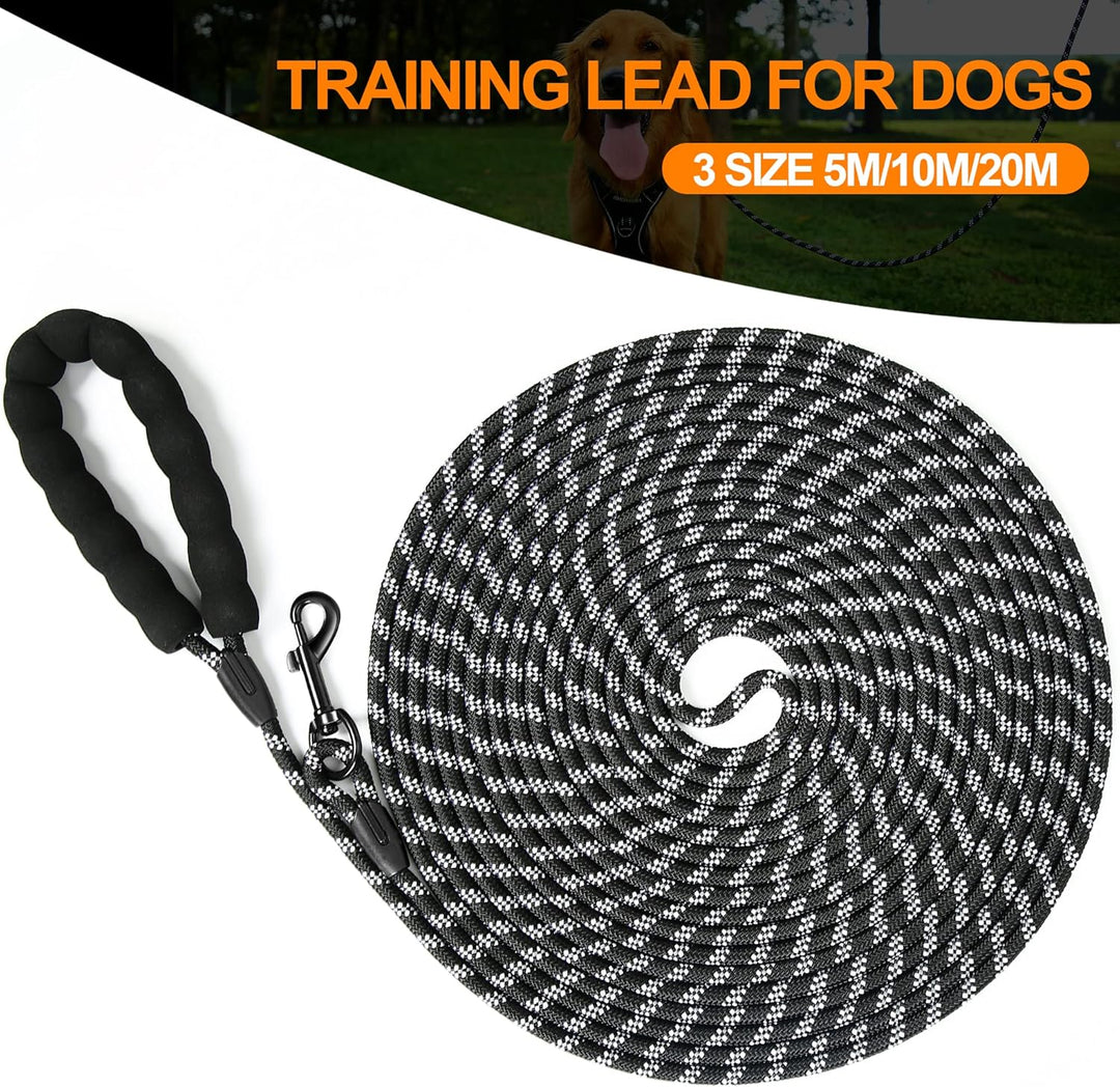 Reflektierend Schleppleine für Hunde, 5m/10m/20m Seil Hundeleine Trainingsleine Langes Ausbildungsle