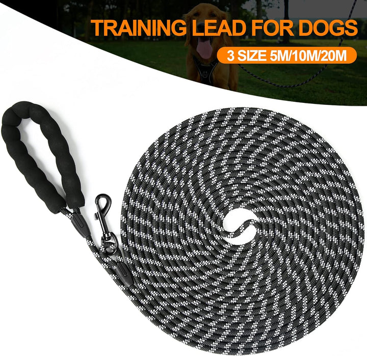 Reflektierend Schleppleine für Hunde, 5m/10m/20m Seil Hundeleine Trainingsleine Langes Ausbildungsle