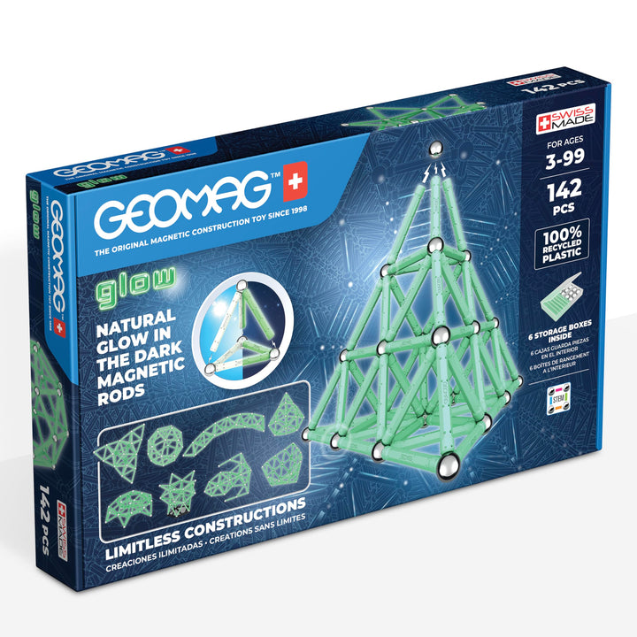 GEOMAG - GLOW - 142 Teile - Magnetisches Konstruktionsspielzeug für Kinder ab 3 Jahren - 100% recyce