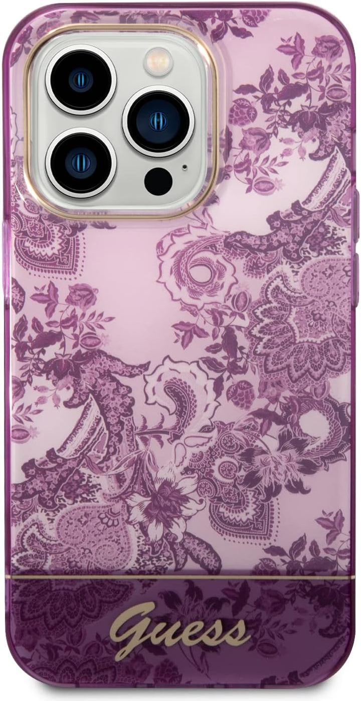 Guess GUHCP14LHGPLHF hülle für iPhone 14 Pro 6, 1" Fuchsia/Fuschia hardcase Porcelain Collection, sc