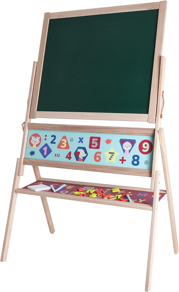Eichhorn - Magnet Standtafel, Kindertafel mit 48 Magnetbuchstaben, 10 Kreiden und Schwamm, zweiseiti