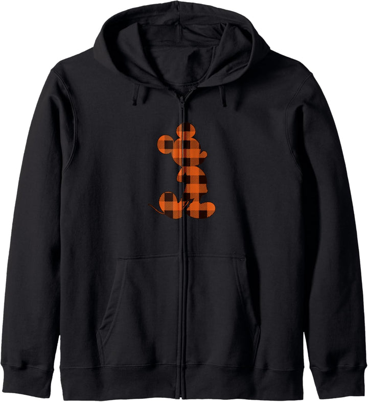 Disney Mickey Mouse Orange Plaid Silhouette Fill Kapuzenjacke