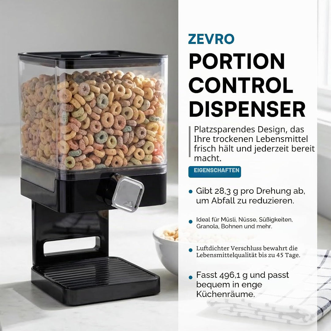 ZevrO 6 Single Kunststoff Compact Trockenfutter Spender, schwarz/transparent, Schwarz