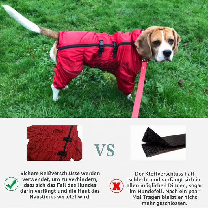MOREZI Hunderegenmantel, hoher Kragen wasserdicht, Regenmantel-Set mit Reflexstreifen und Reissversc