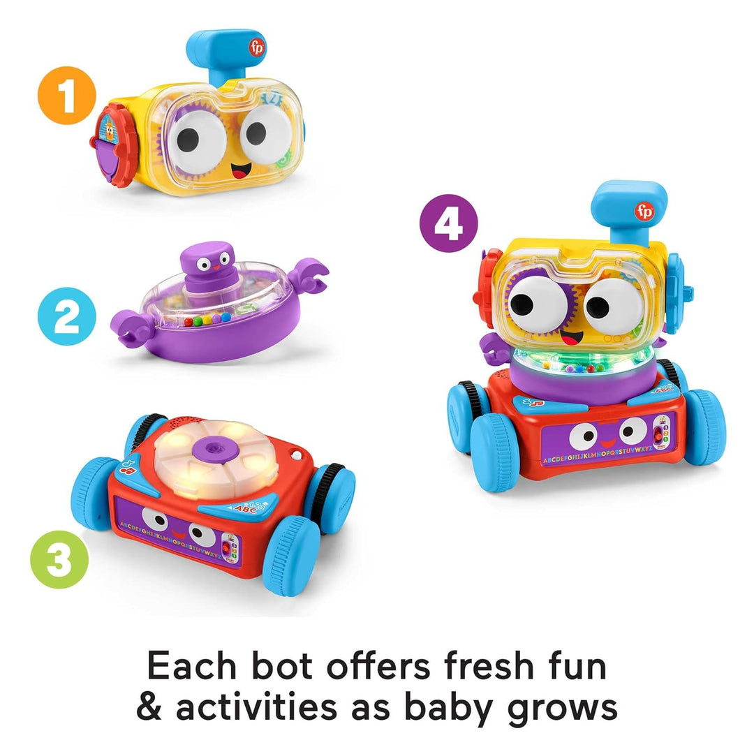 Fisher-Price 4-in-1 Lernroboter Linus für Babys und Kleinkinder, Spielzeug ab 6 Monaten, Version: UK