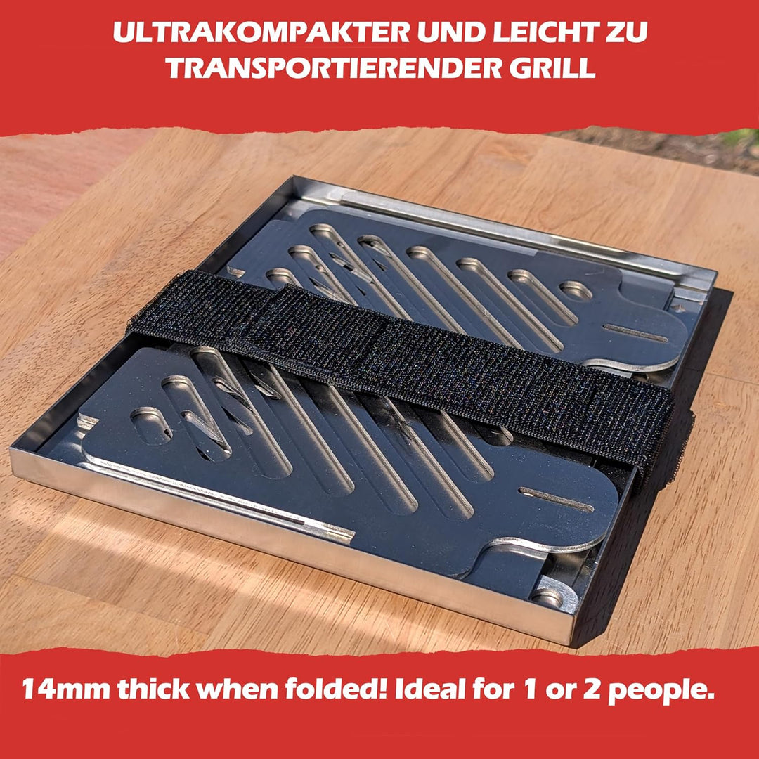 Tragbarer zusammenklappbarer Grill aus Edelstahl – Ultra-kompakter Holzkohlegrill – zerlegbar, Campi
