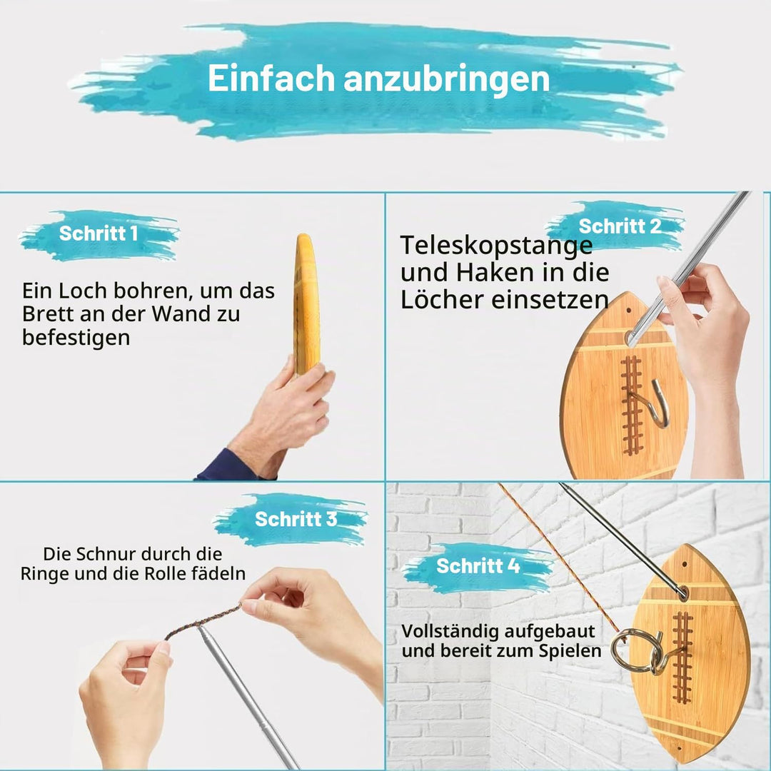 Deluxe Ringwurfspiel für Erwachsene, Indoor oder Outdoor Haken und Ring Spiel, Fussball Geschenke fü