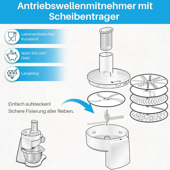 2x Mitnehmer Flügelrad 091027 für Bosch Küchenmaschine MUM4/MUM8, MUZ8DS1 MUZ4DS2 MUZ4DS3, 00091027,