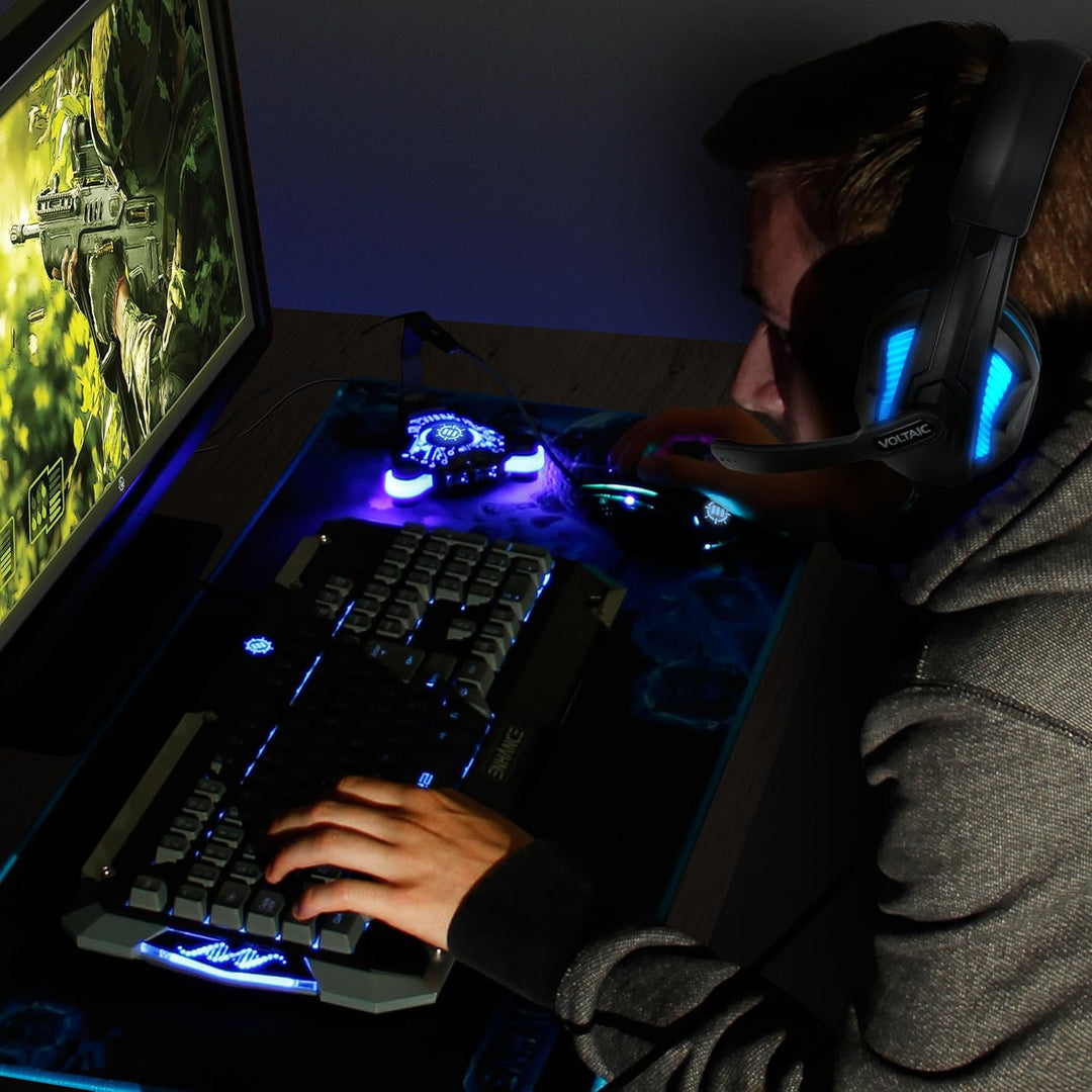 Enhance Gaming-Headset für PS4 mit 7.1-Surround-Sound – Voltaic PRO Esports-Computerkopfhörer mit Mi