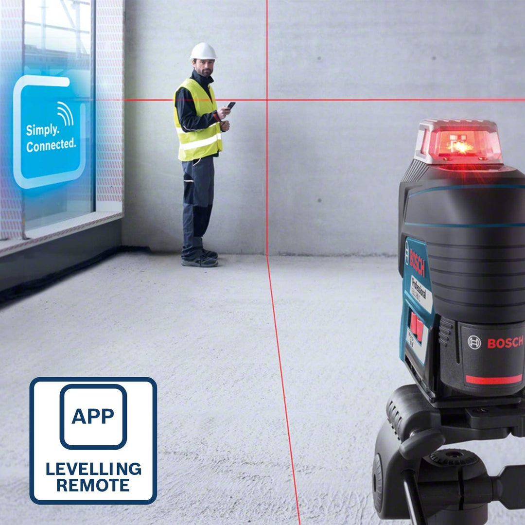 Bosch Professional Linienlaser GLL 3-80 C (m. App-Funktion, roter Laser, Innenbereich, max. Arbeitsb
