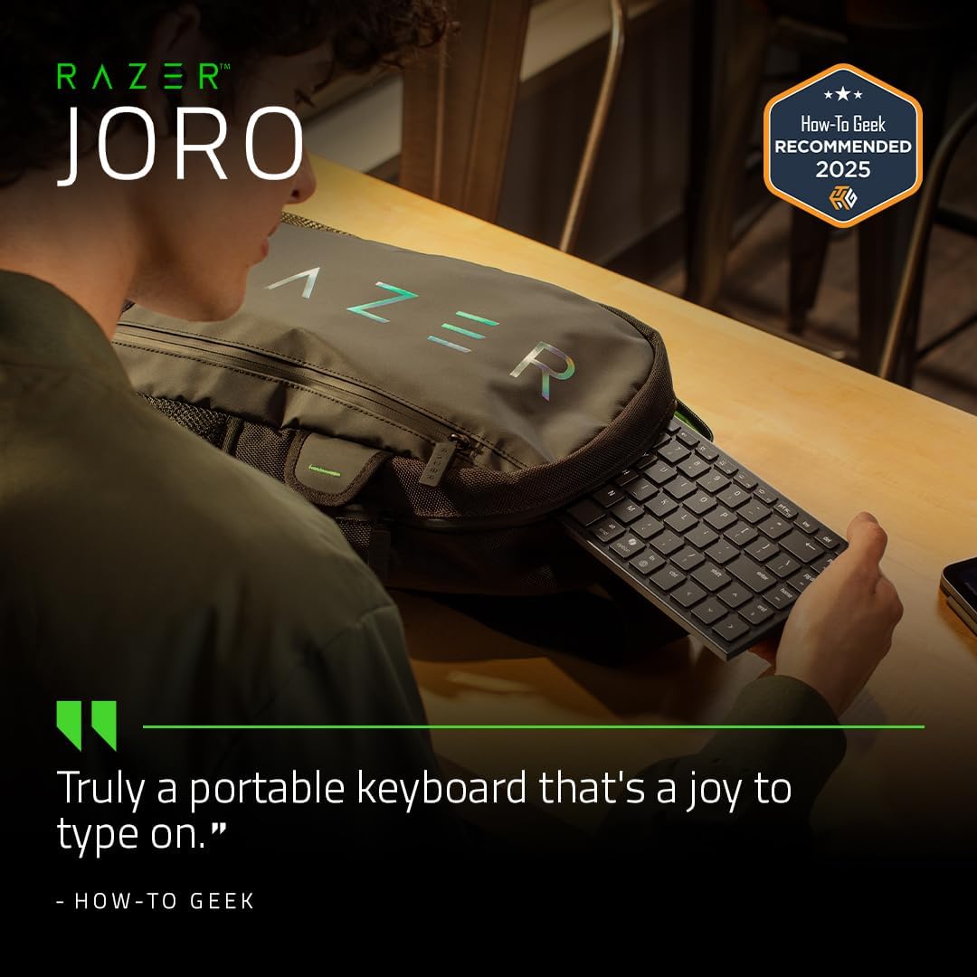 Razer Joro Portable Keyboard - Kompakte kabellose Tastatur mit Hintergrundbeleuchtung - Bluetooth -