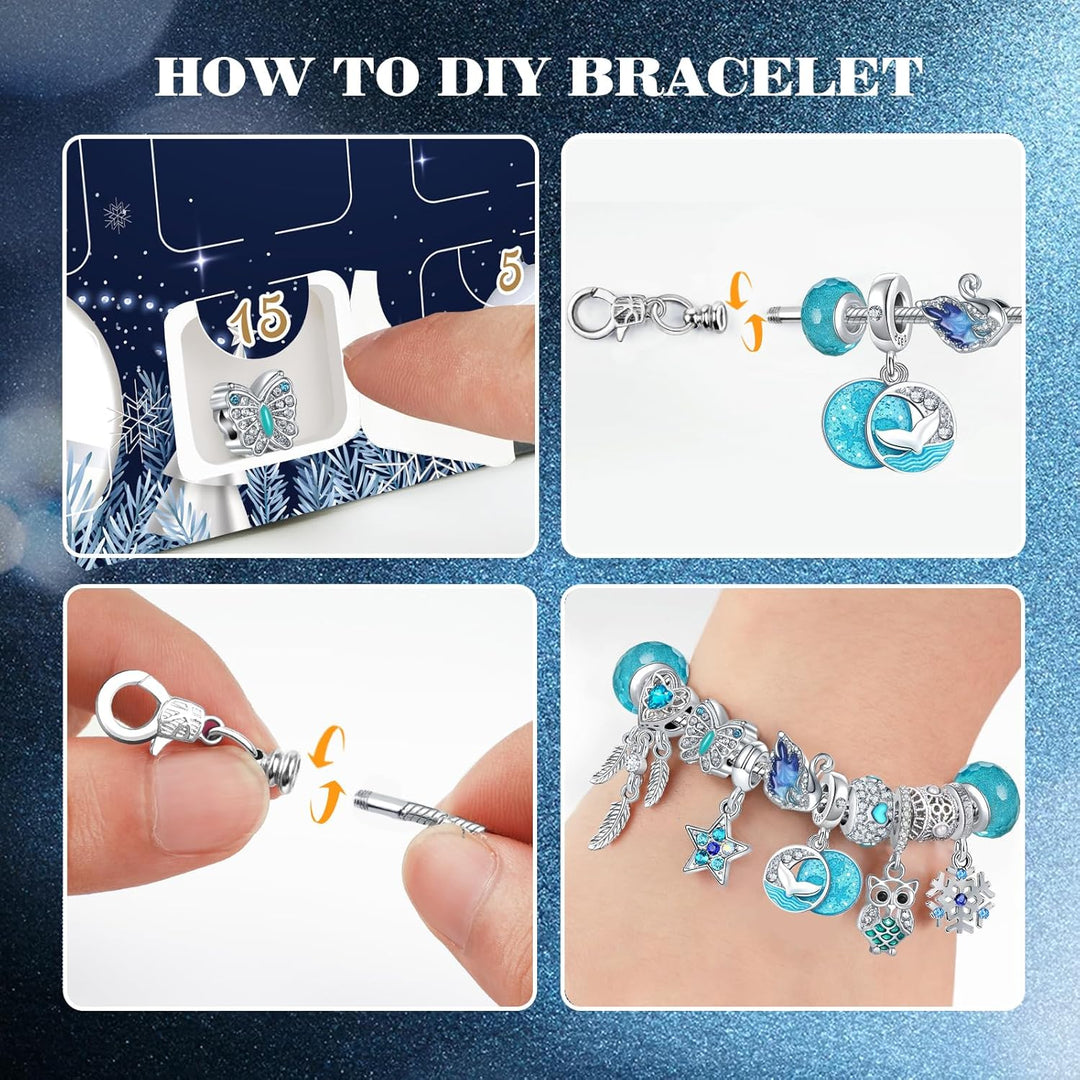 Adventskalender 2025 Mädchen Schmuck, Weihnachtskalender Armband Geschenk für Kinder Teenager Frauen