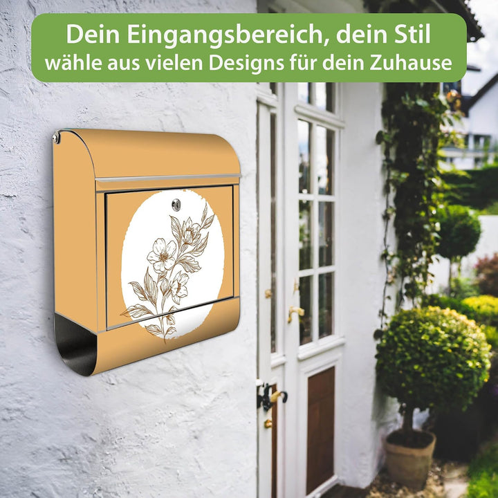 banjado Briefkasten Edelstahl 38x43x12cm & 2 Schlüssel - rostfreier Edelstahl Briefkasten mit Zeitun
