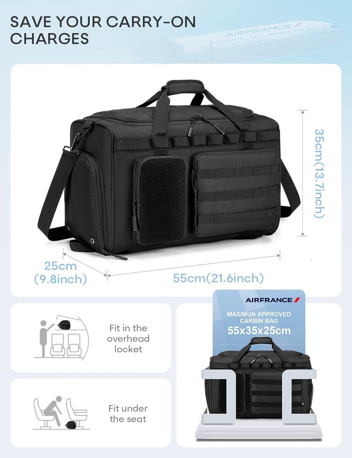 BAGZY Arbeitstasche Herren 50L Taktische Reisetasche Sporttasche mit Rucksackfunktion Einsatztasche