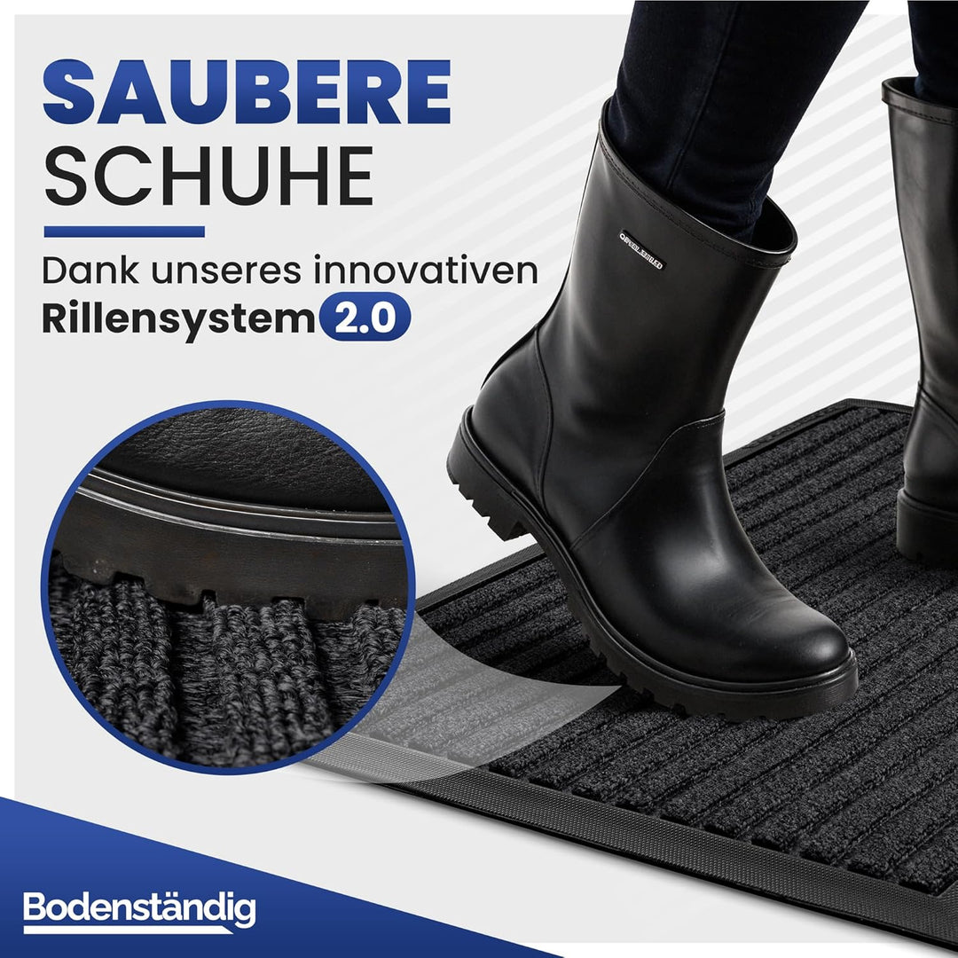 Fussmatte aussen - extrem rutschfest & langlebig - Fussabtreter aussenbereich schwarz 80x120cm - Tür