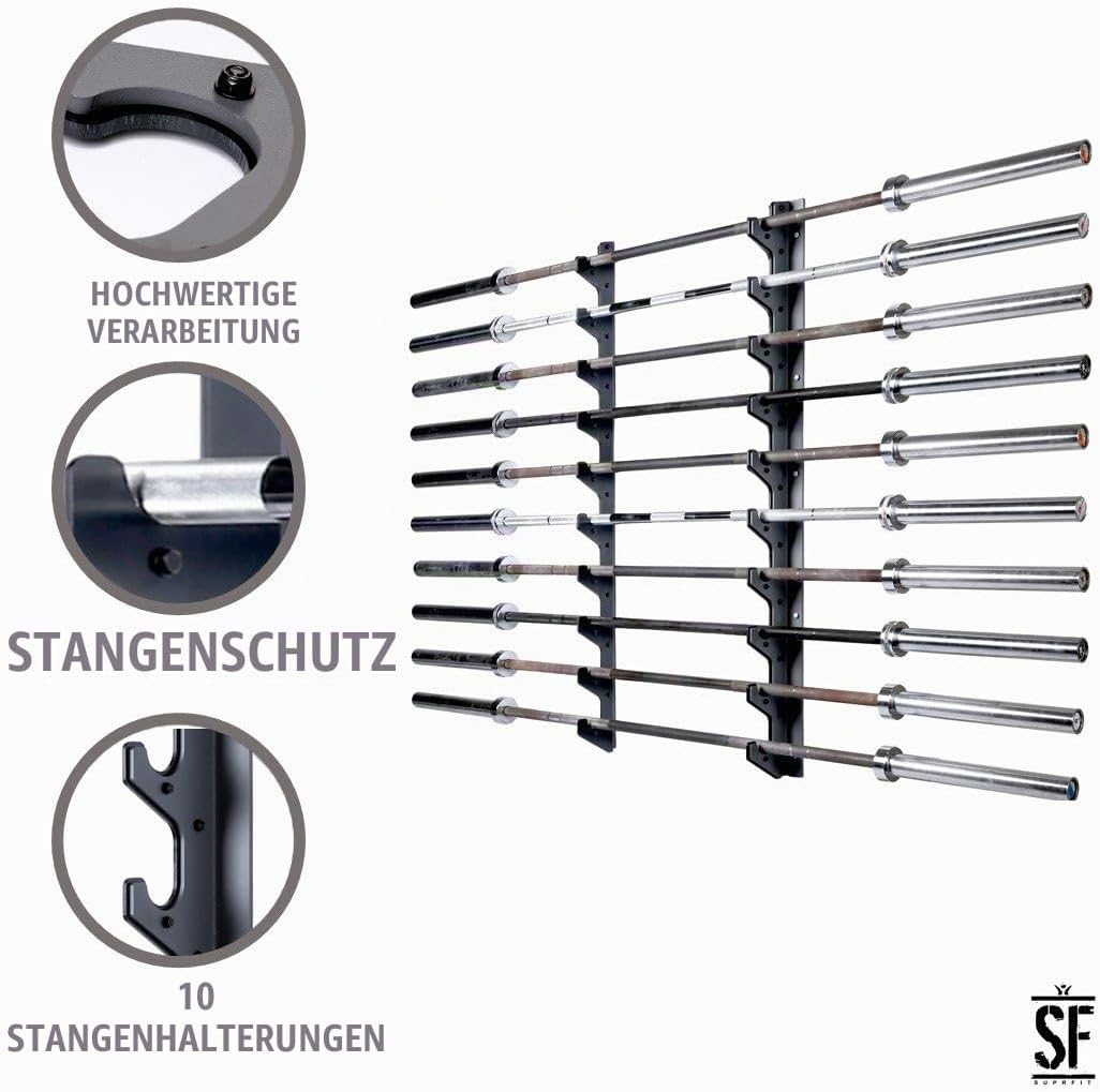 Suprfit Ratmar Hantelablage - Langhantelablage per Wandhalterung, Hantelauflage für 6 oder 10 Hantel