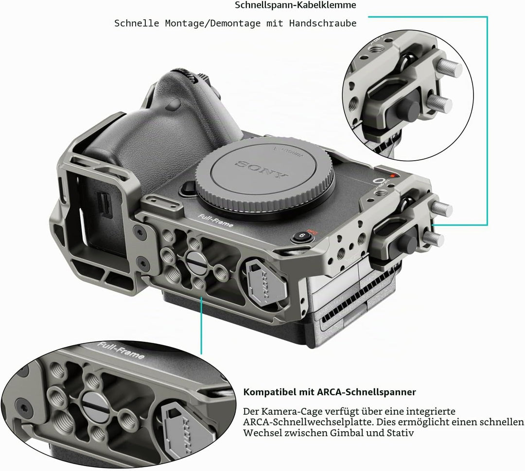 Tilta FX3 FX30 Cage, kompletter Kamerakäfig, kompatibel mit Sony FX3/FX30 Pro Kit mit HDMI-Kabelklem