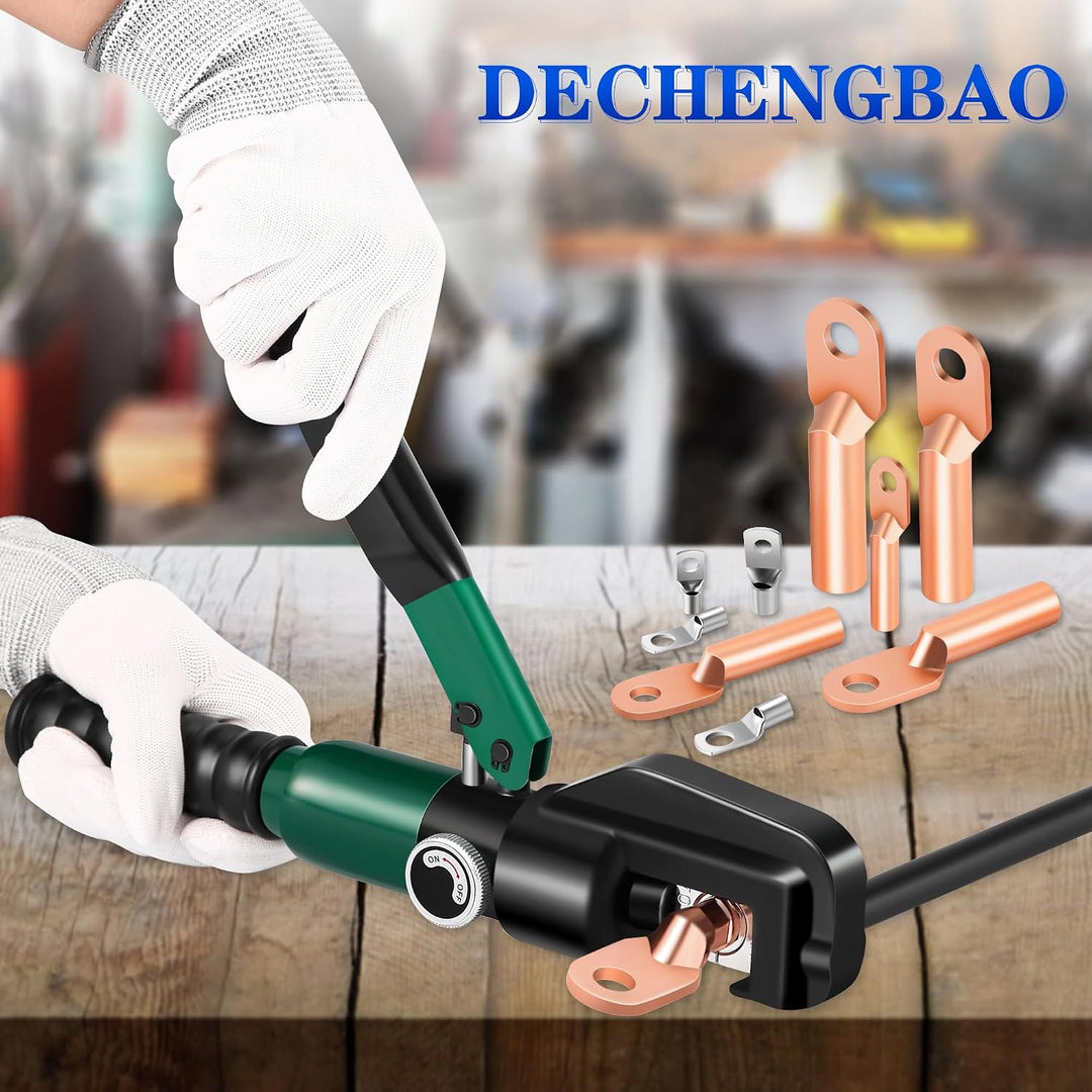 Hydraulische Kabelschuh-Crimpzange 6–70 mm², Werkzeugsatz für elektrische Kabelschuhe mit 8 Matrizen