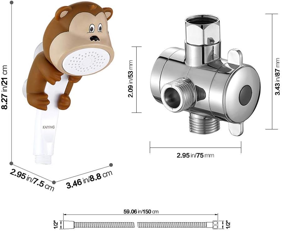 KAIYING Duschköpfe für Kinder, Cartoon Wasserfluss Sprühdusche, Duschaufsatz für Kleinkinder, Baby h