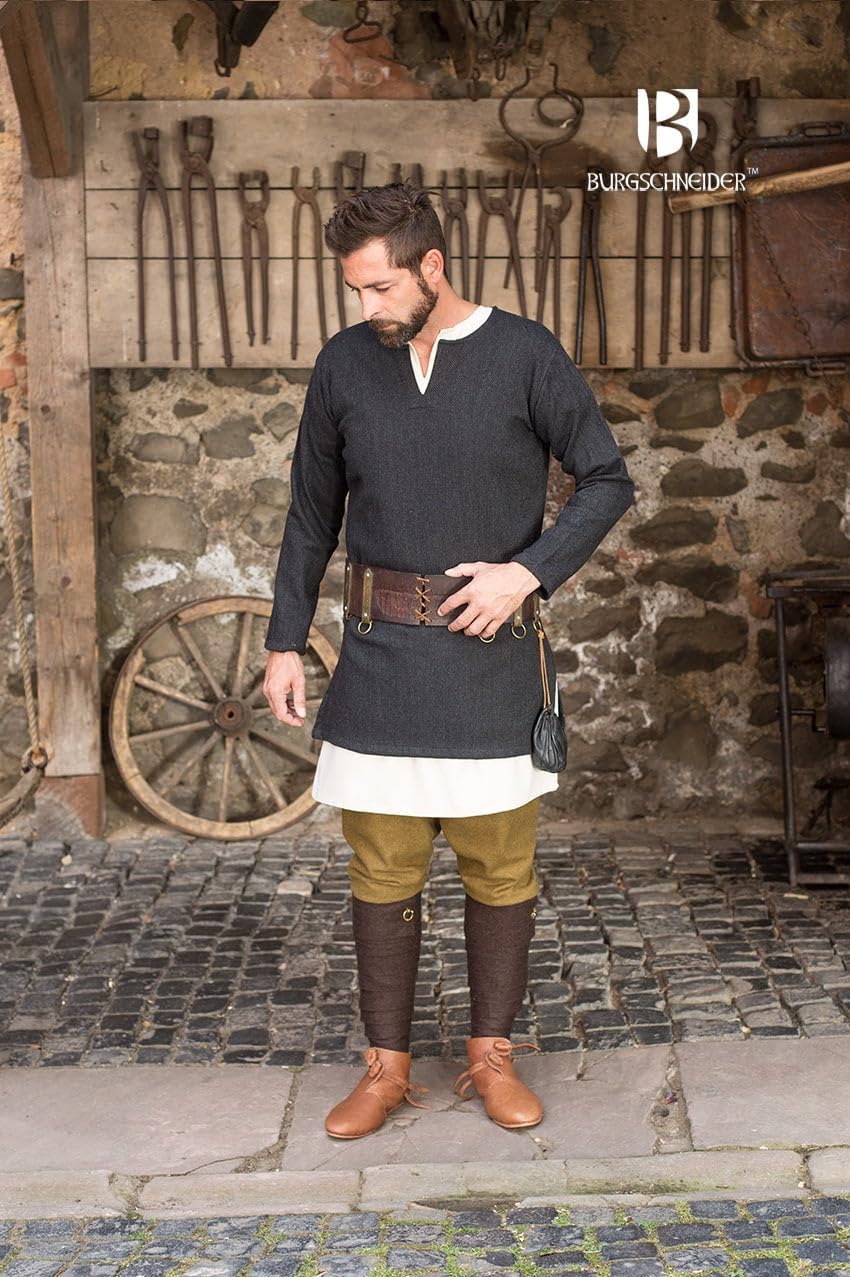 Burgschneider Mittelalter Fischgrättunika Tyr - Schwarz Grau XXXL 3XL, 3XL