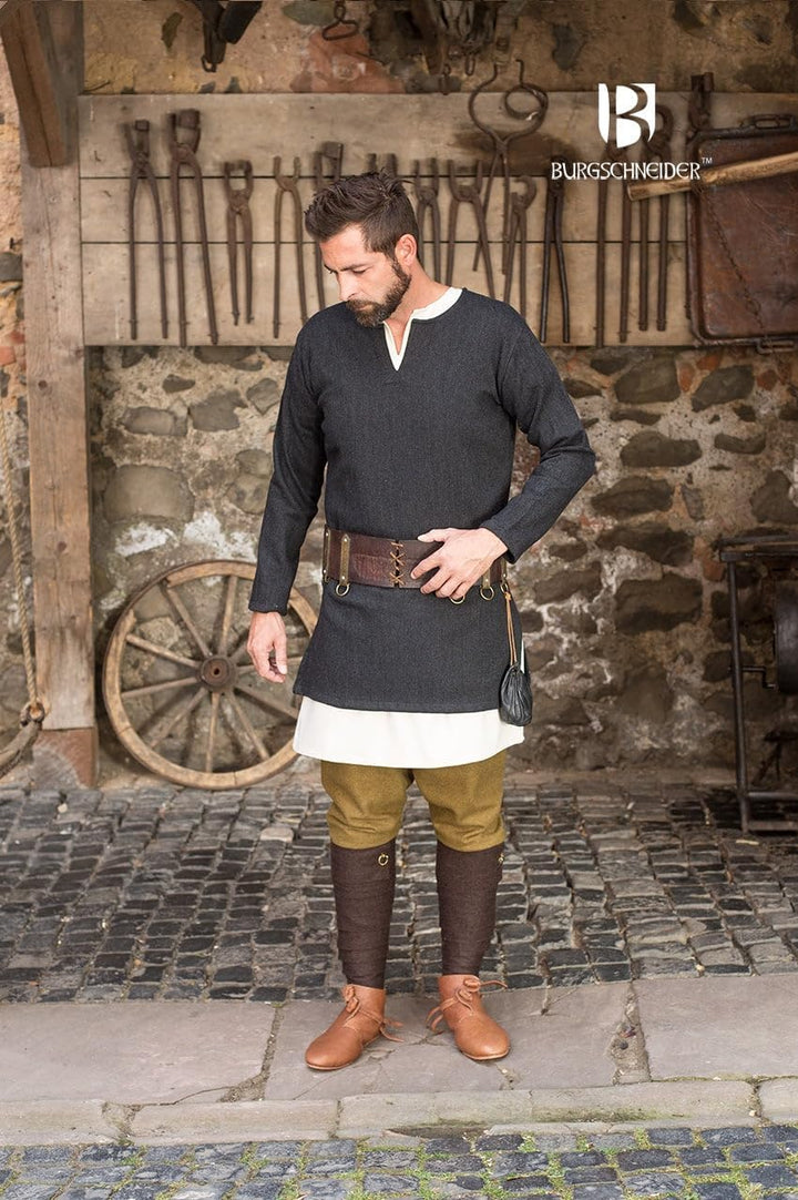 Burgschneider Mittelalter Fischgrättunika Tyr - Schwarz Grau XXXL 3XL, 3XL