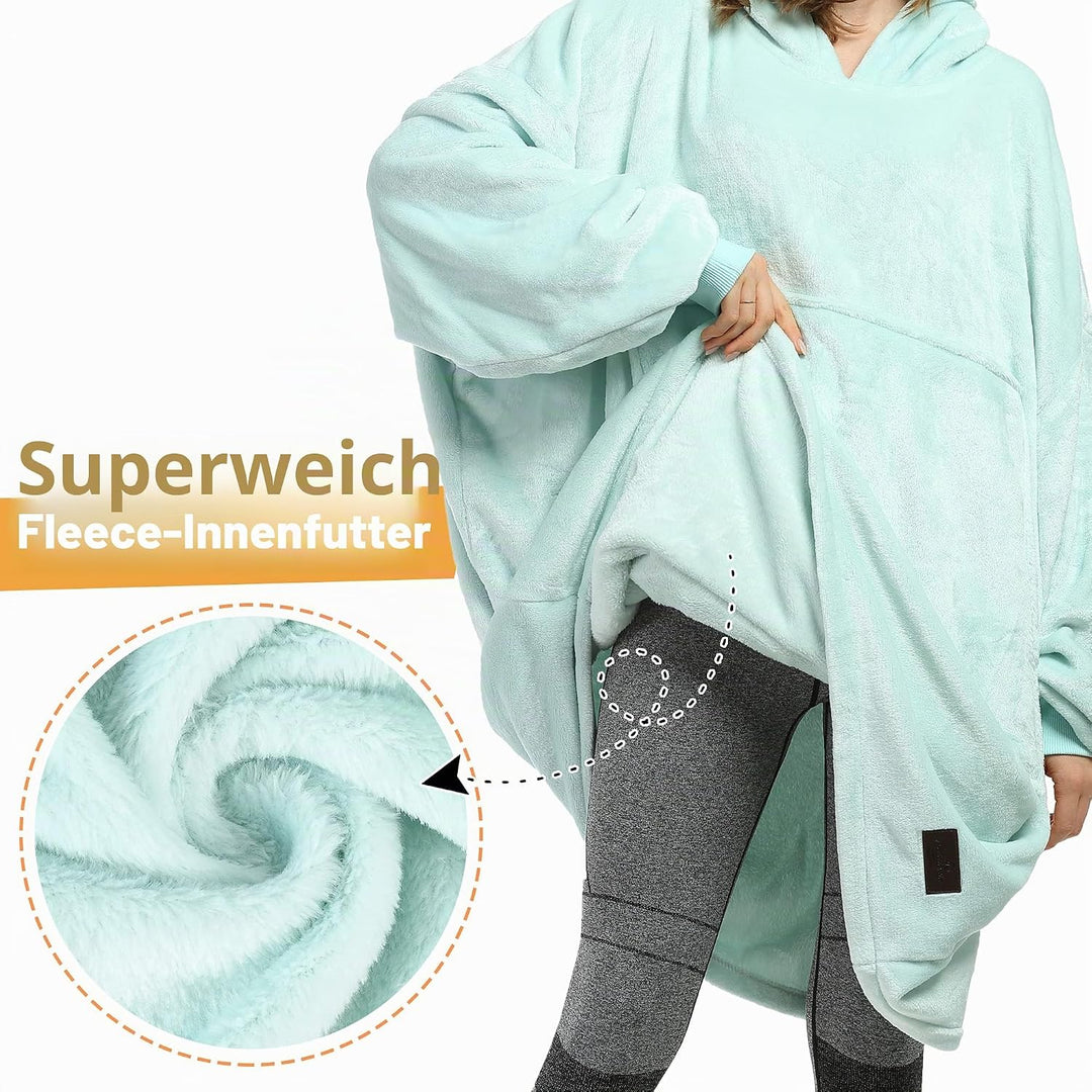Catalonia Classy Übergrosse Fleece Hoodie Decke Aqua, Warme Grosses Kapuzendecke Tragbare Decke zum