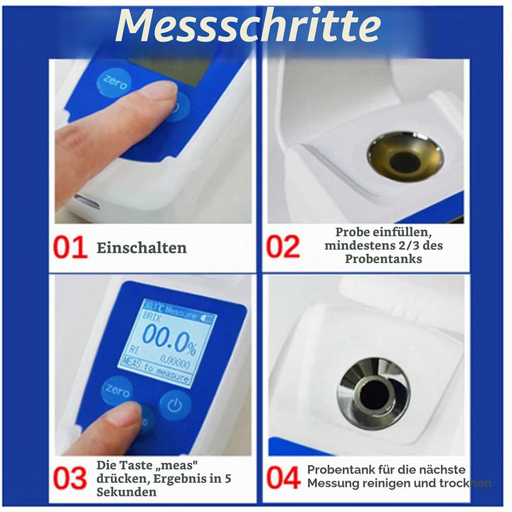 Digitales Refraktometer, Temperaturkompensationsfunktion, einfach zu bedienen, 0-55% 3 Daten-Anzeige