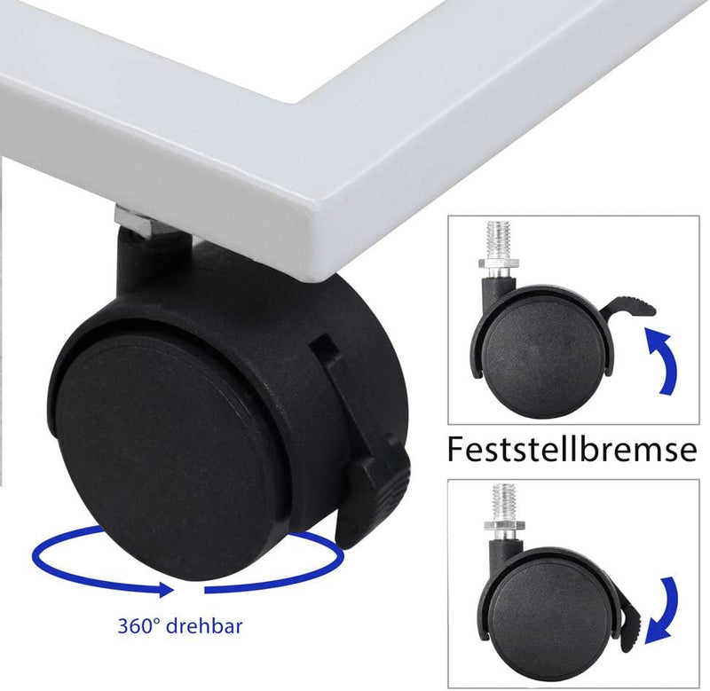 Casaria® Beistelltisch mit Rollen 50x35x70cm C Form Holz Metall 40kg Belastbarkeit Wohnzimmer Schlaf