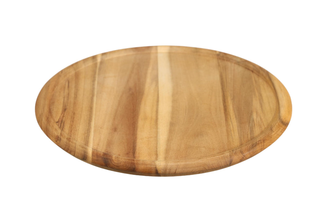 MOON HOME Pizzabrett - 3er Set Saturn ⌀32x2 cm, FSC® Akazie/Holz, grosser Pizzateller rund, Pizza-Se