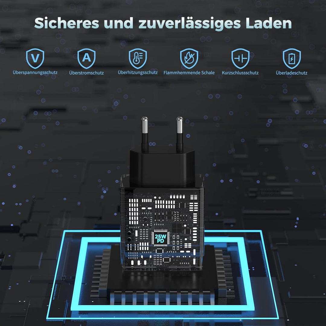 2er 25W USB-C Schnellladegerät Ladekabel Kompatibel mit Samsung Galaxy S25 5g S24 S23 S22 S21 S20 Ul