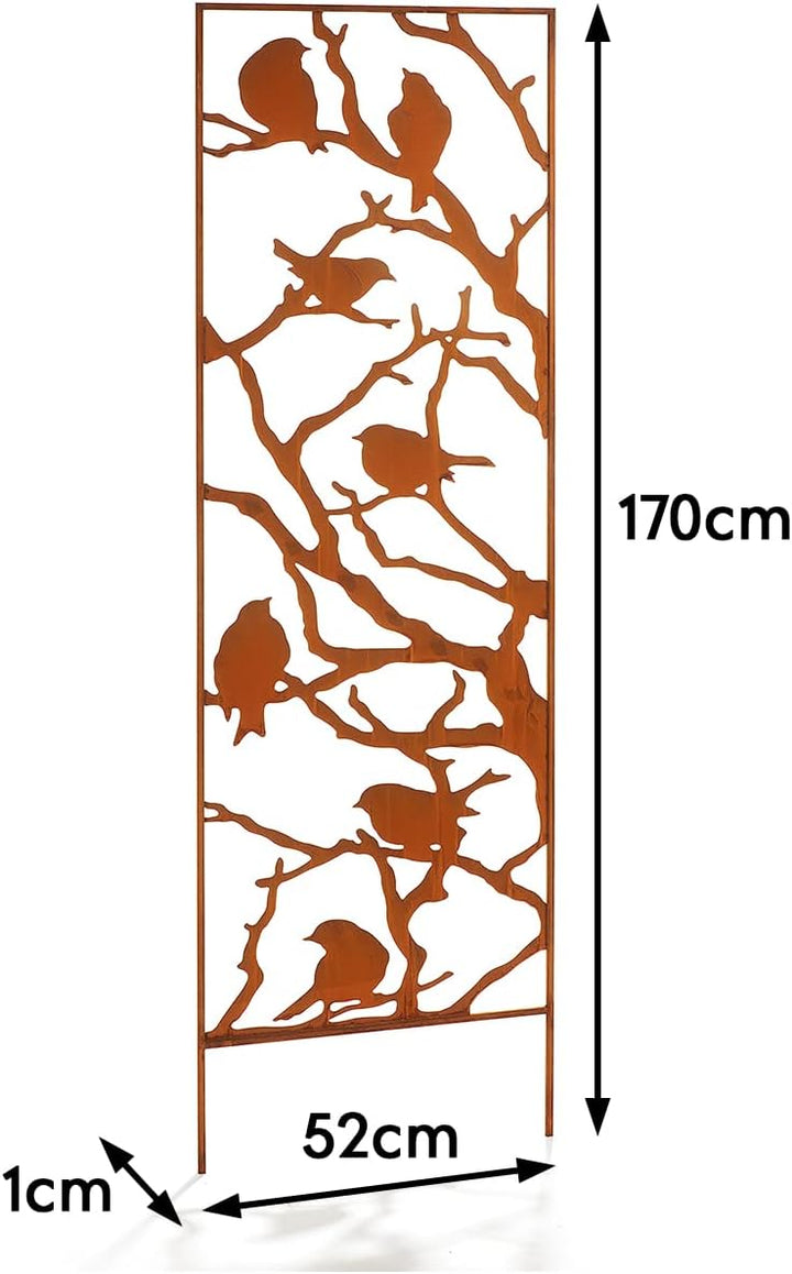 Kobolo Gartenstecker UCELLLO, 170x52 cm, braun, Metall in Naturrost, dekorativer &amp; wetterfester Voge