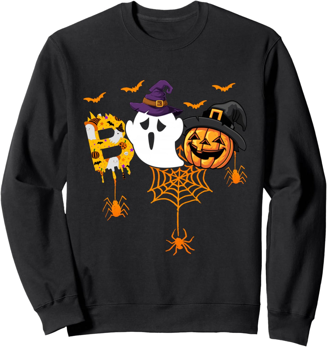 Boo Halloween Bitcoin Geist Hexe Kostüm Kinder Mädchen Junge Sweatshirt