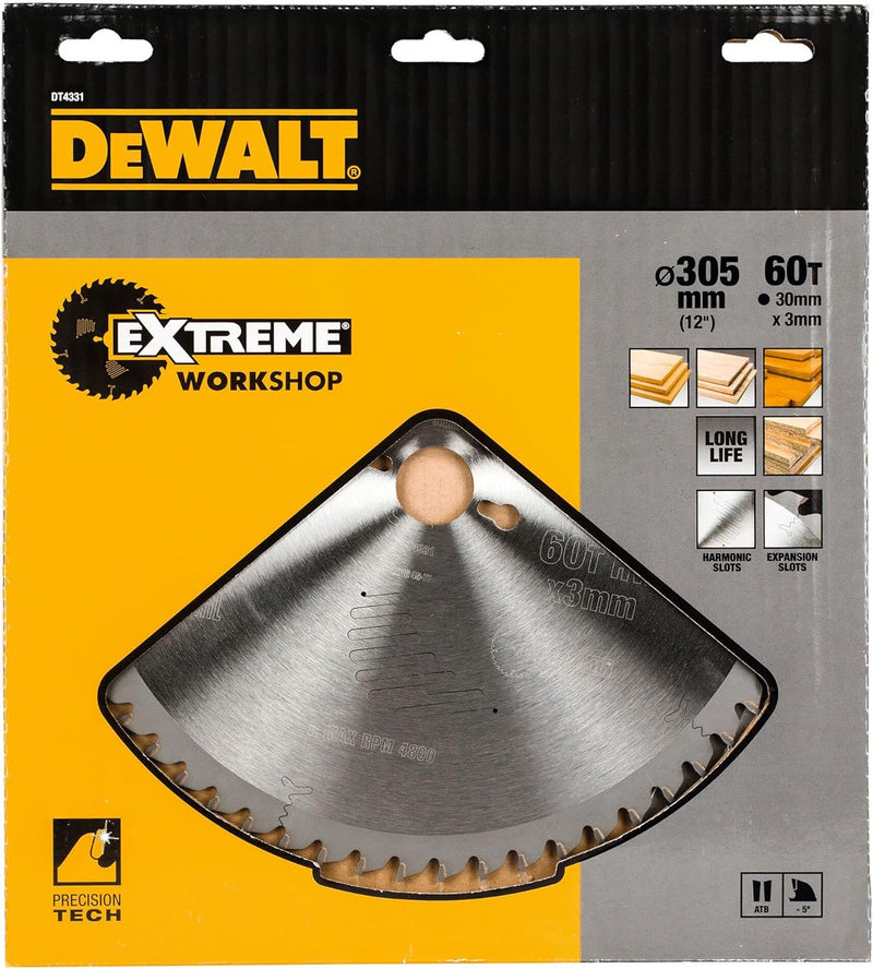 DeWalt Stationärkreissägeblatt / Kreissägeblatt Extreme (305/30mm 60WZ, feine Schnitte und Querschni