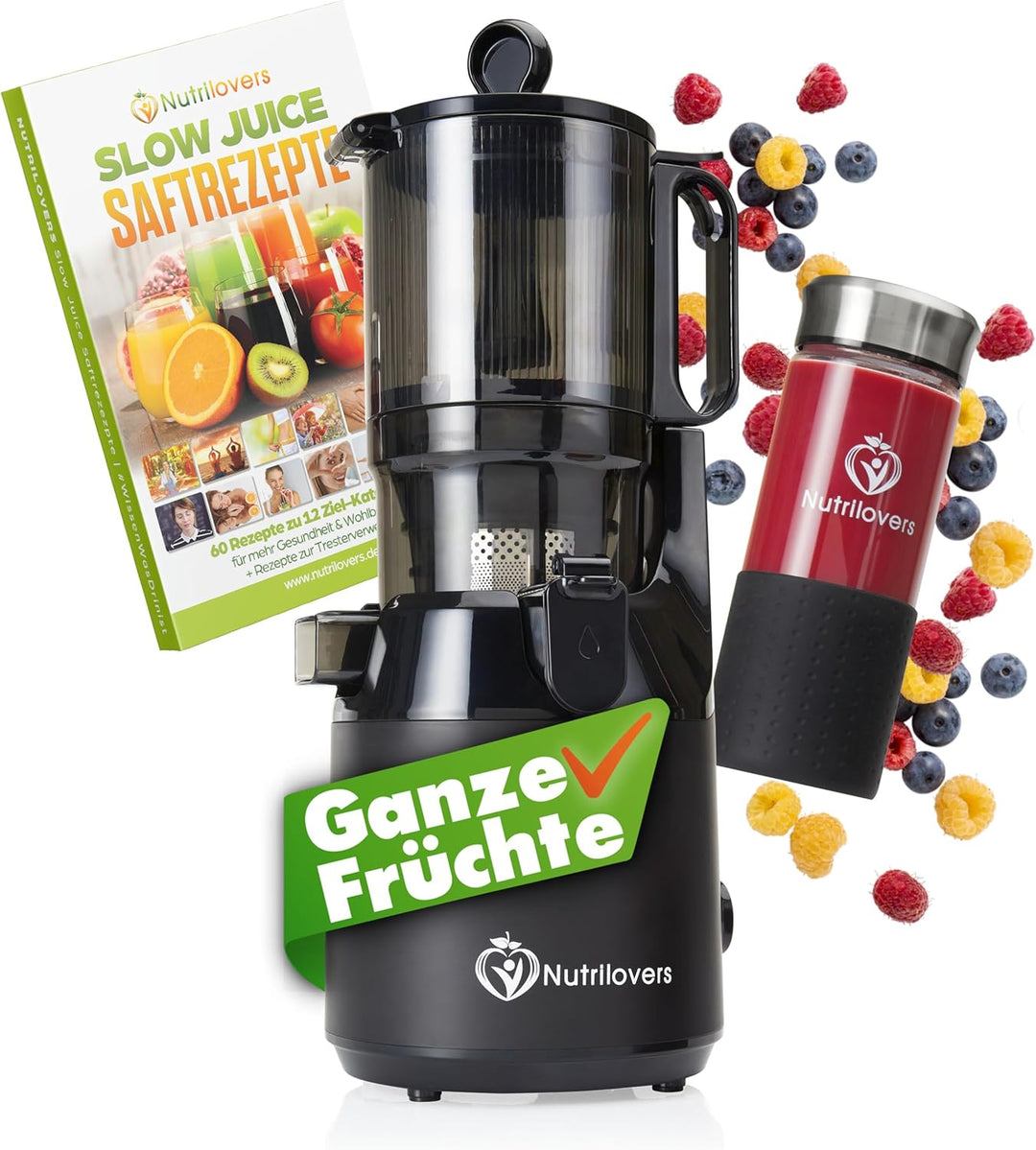 Nutrilovers Entsafter NUTRI-PRESS MAX Ganze Früchte entsaften Slow Juicer Slow Juicer Kaltpresse mit